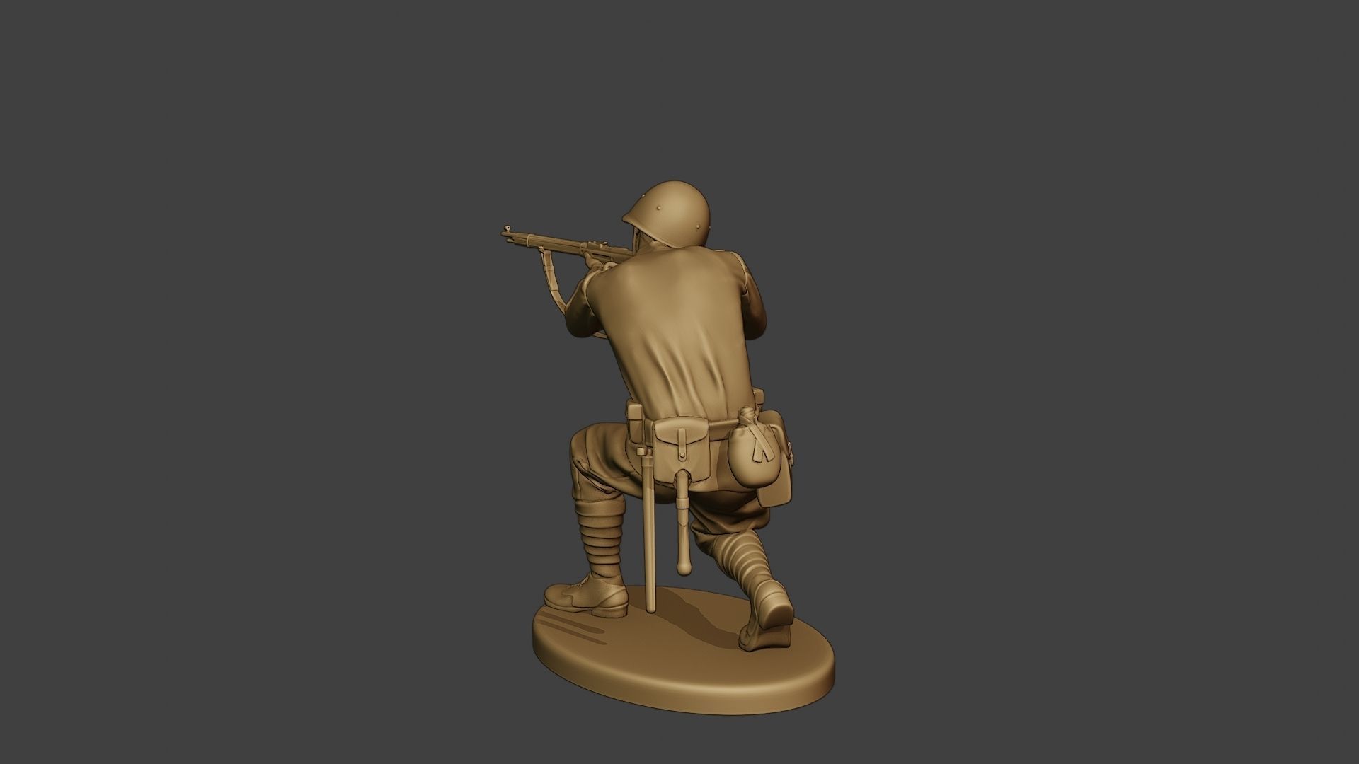 Russian soldier ww2 Shoot Crouch R1 3D print model_5