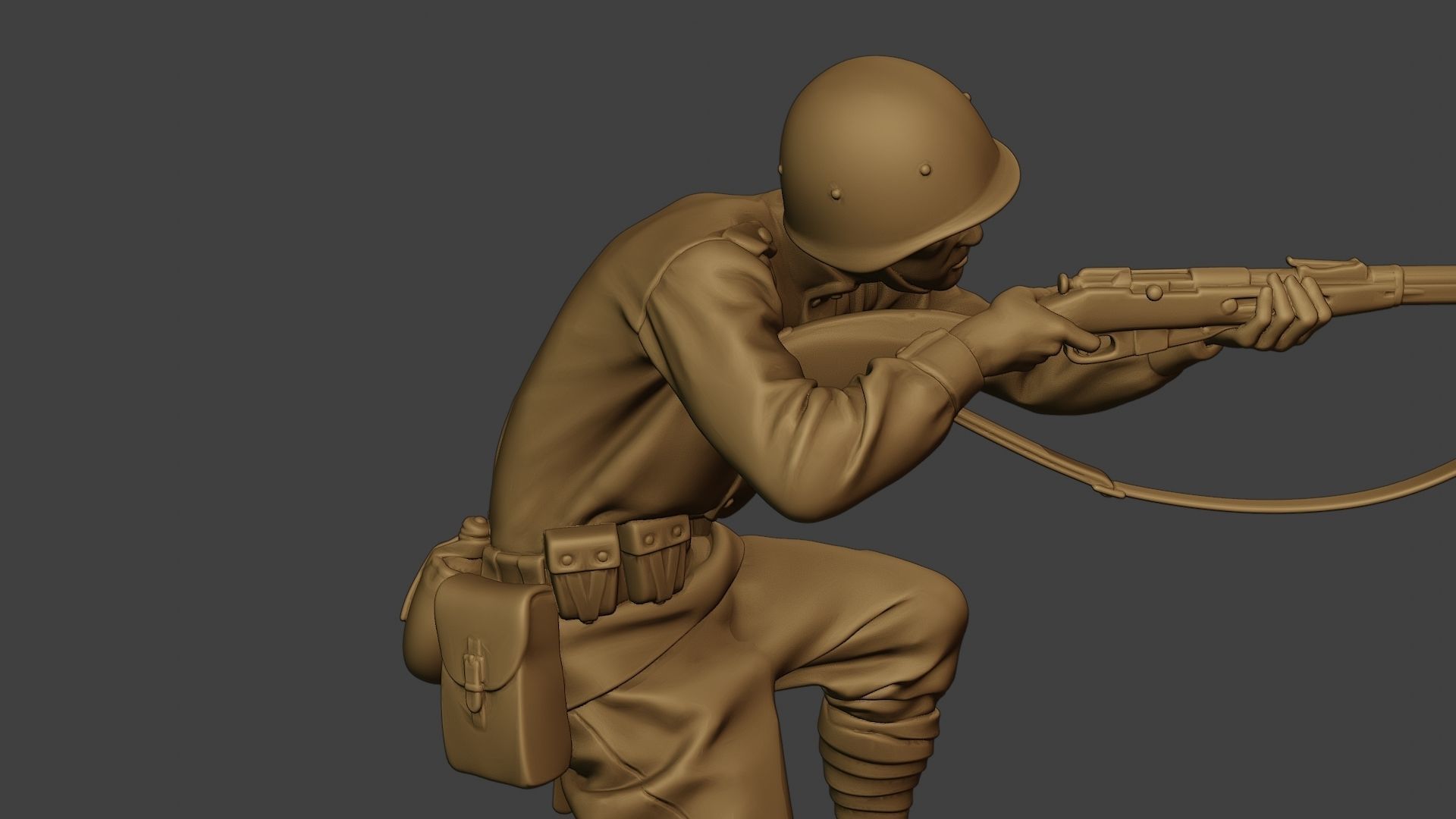 Russian soldier ww2 Shoot Crouch R1 3D print model_20