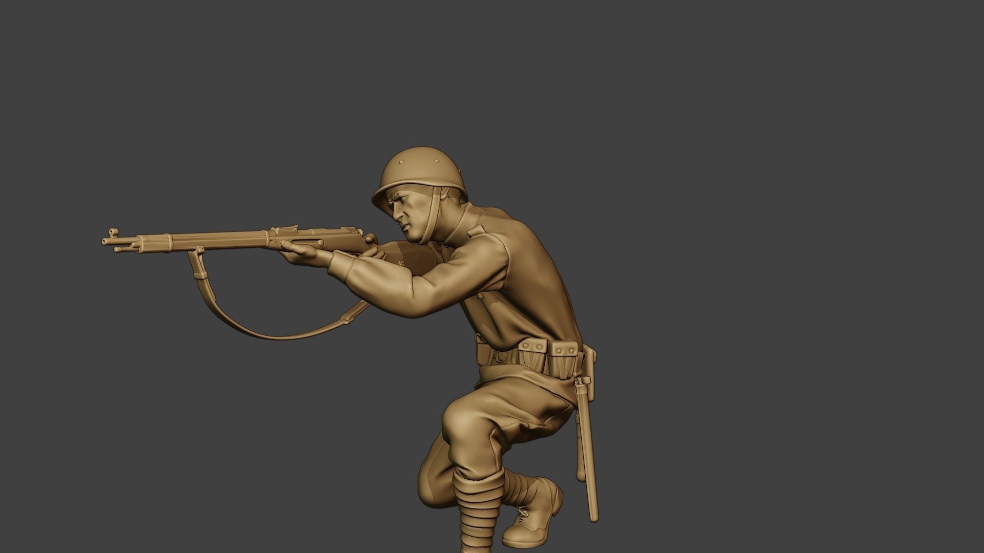 Russian soldier ww2 Shoot Crouch R1 3D print model_27
