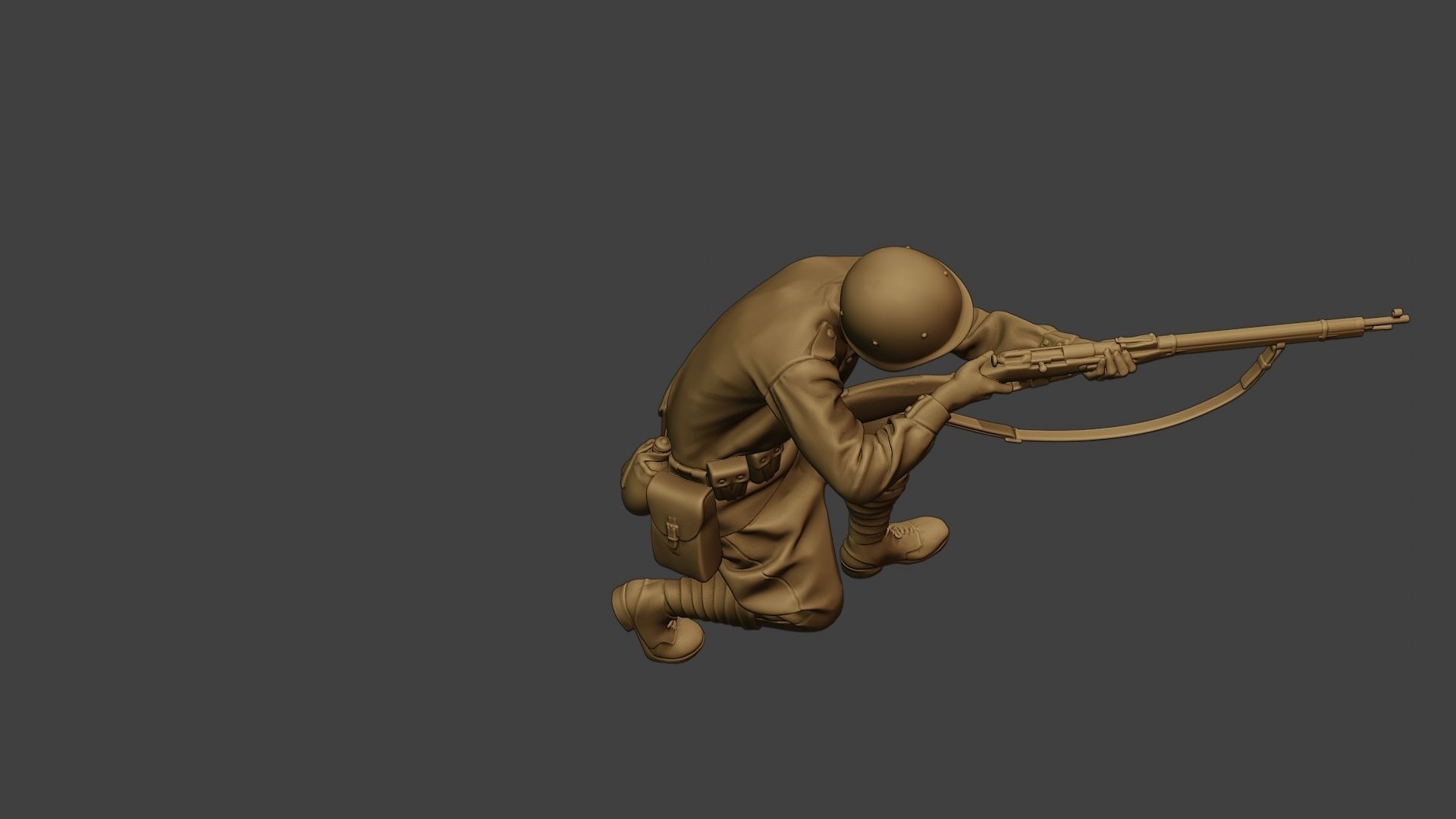 Russian soldier ww2 Shoot Crouch R1 3D print model_23