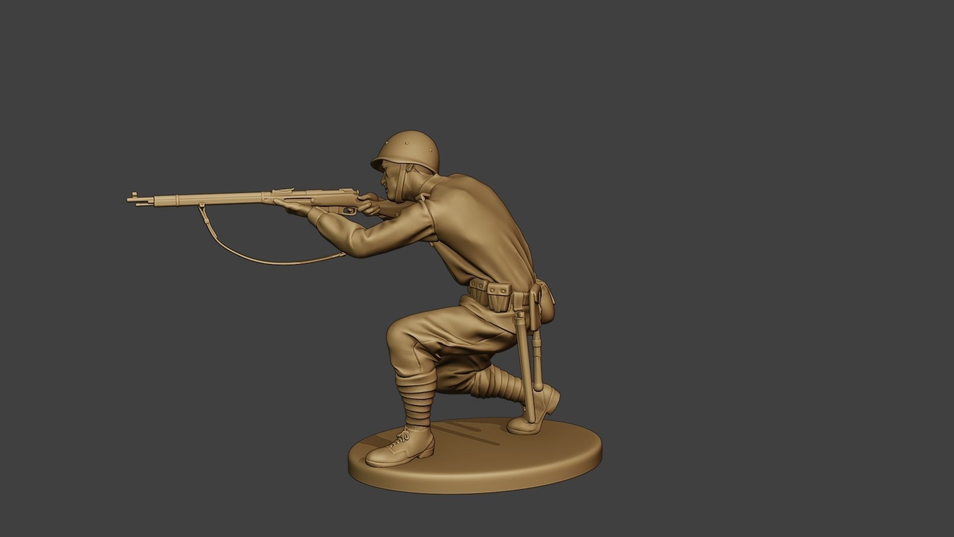 Russian soldier ww2 Shoot Crouch R1 3D print model_3