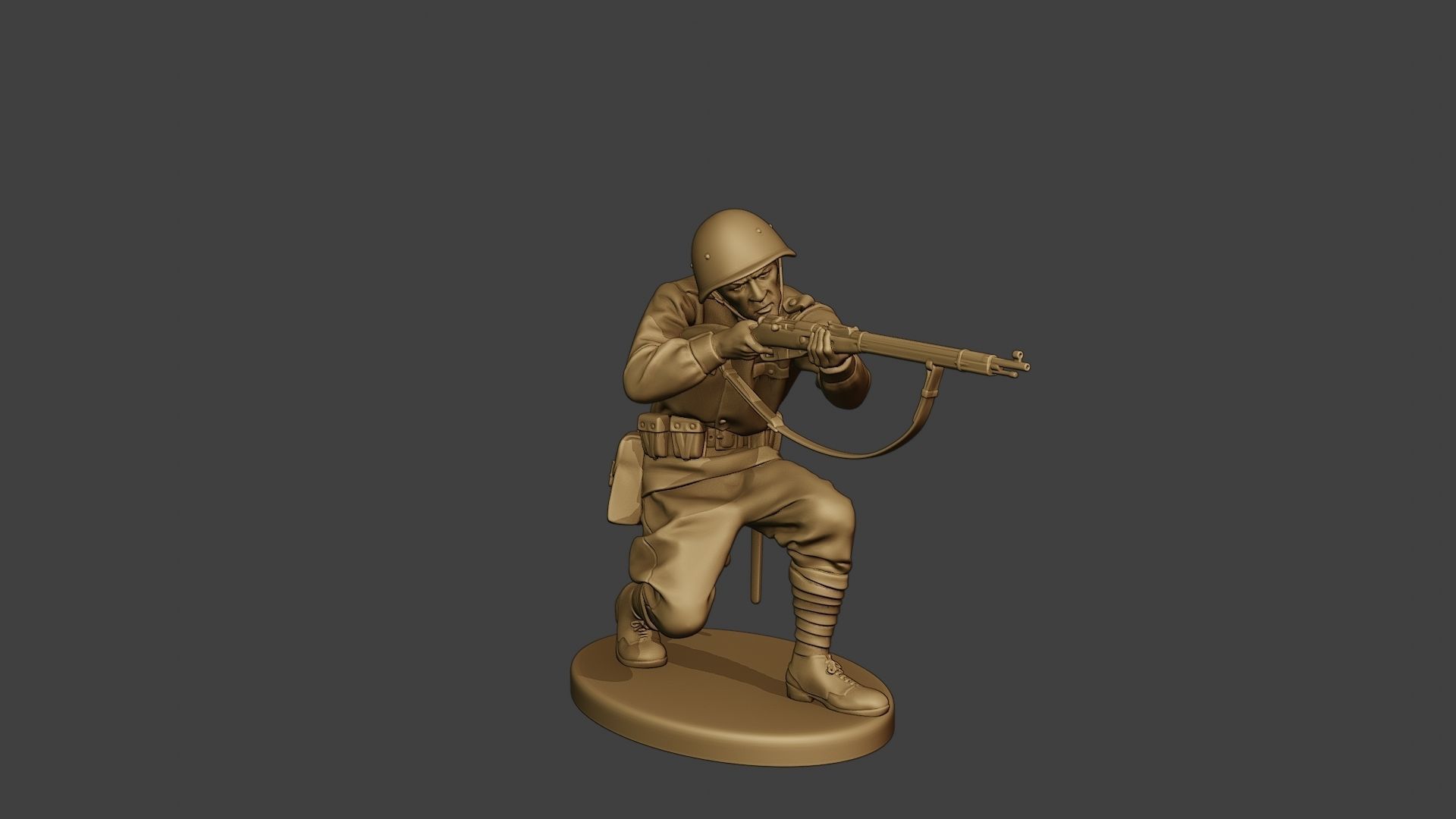 Russian soldier ww2 Shoot Crouch R1 3D print model_10