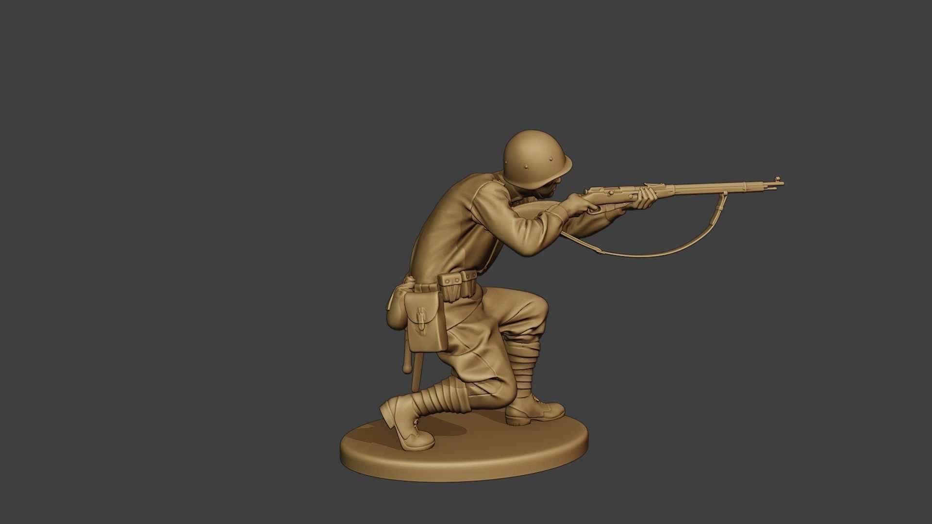 Russian soldier ww2 Shoot Crouch R1 3D print model_8