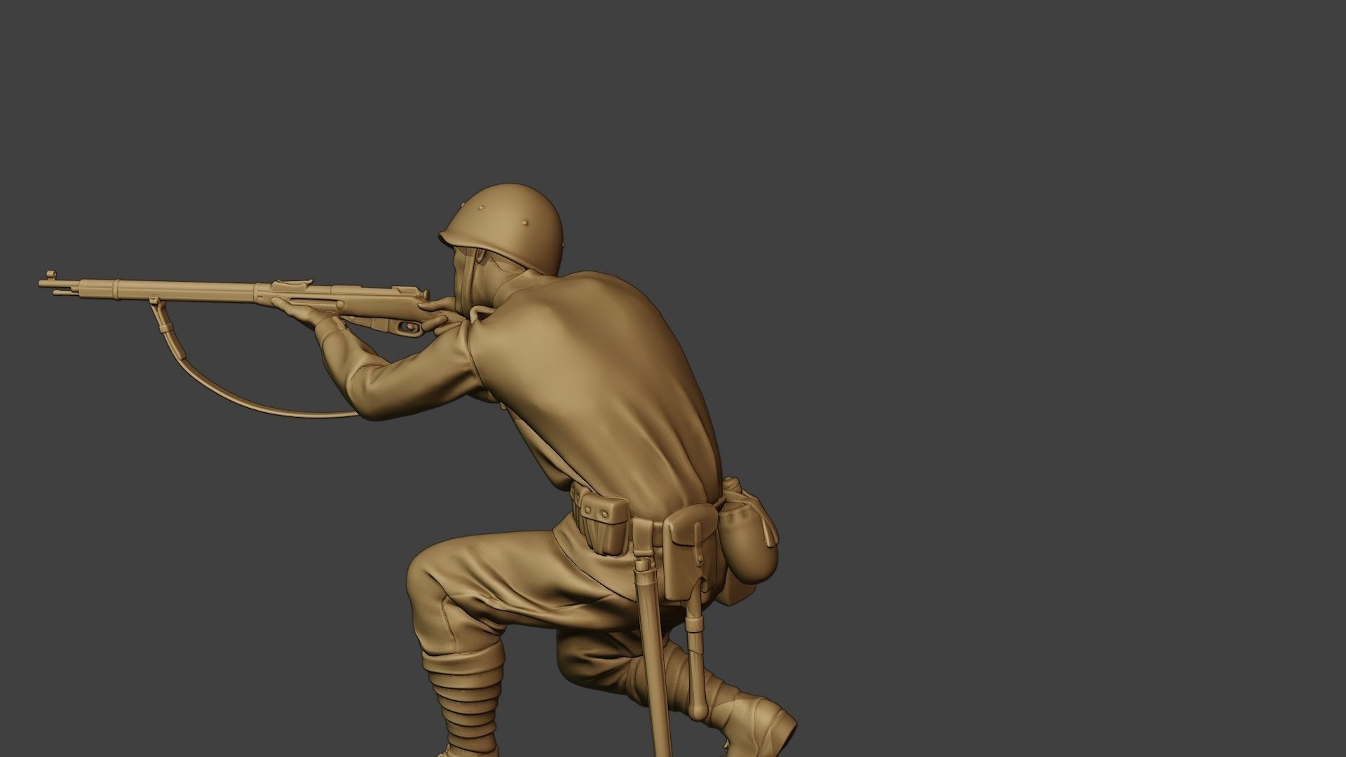 Russian soldier ww2 Shoot Crouch R1 3D print model_26
