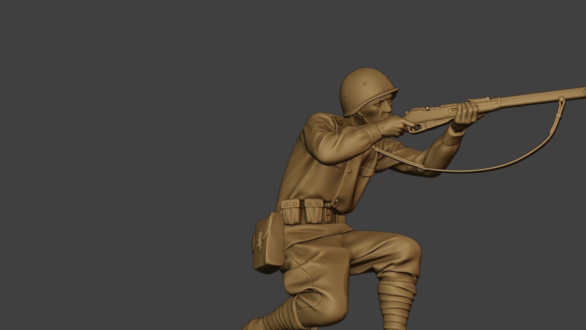 Russian soldier ww2 Shoot Crouch R1 3D print model_29