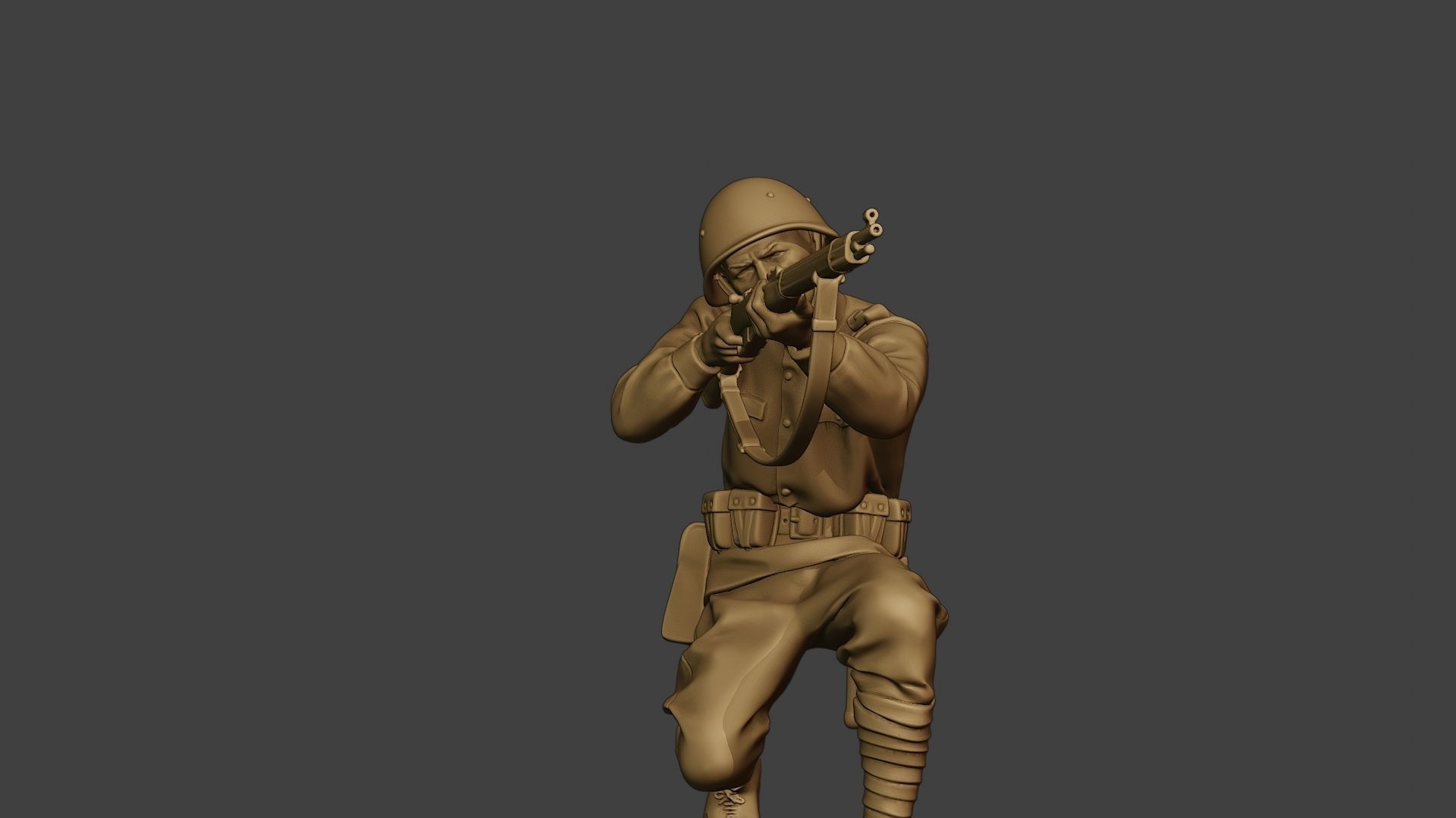 Russian soldier ww2 Shoot Crouch R1 3D print model_28