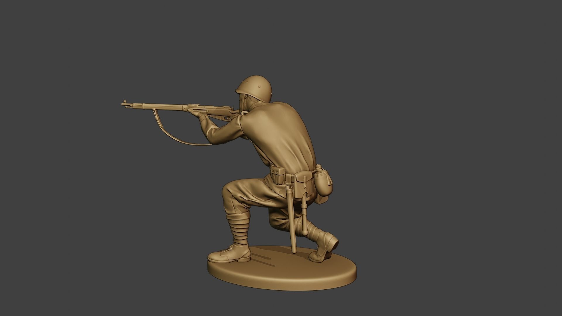Russian soldier ww2 Shoot Crouch R1 3D print model_4