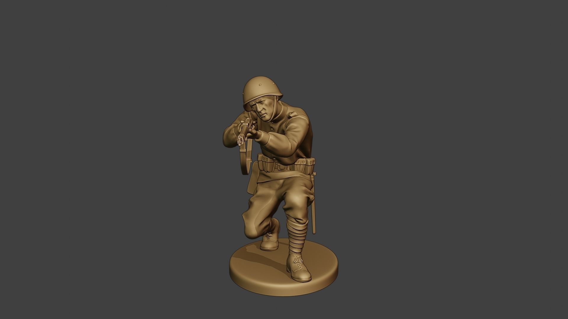 Russian soldier ww2 Shoot Crouch R1 3D print model_11