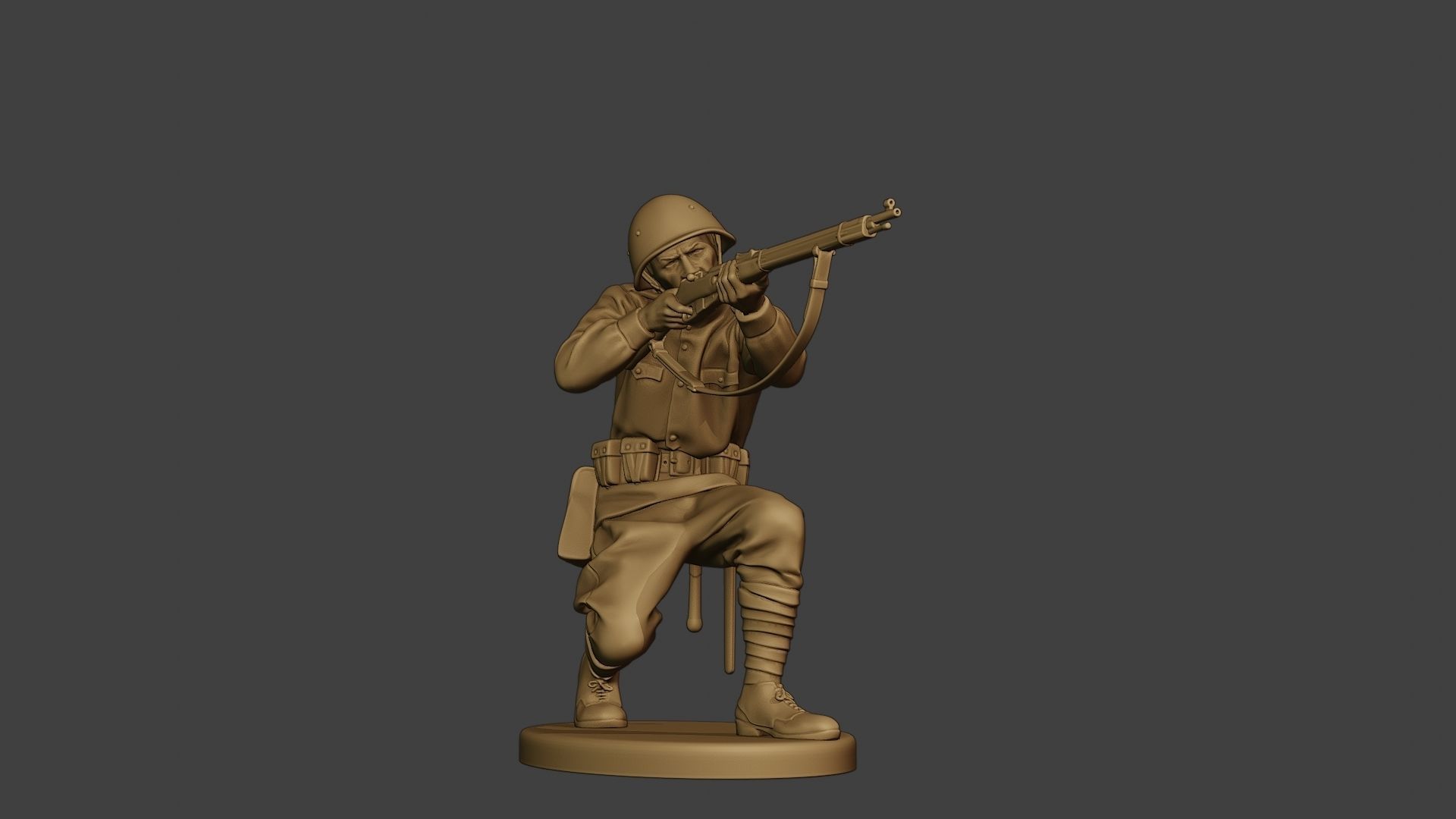 Russian soldier ww2 Shoot Crouch R1 3D print model_13