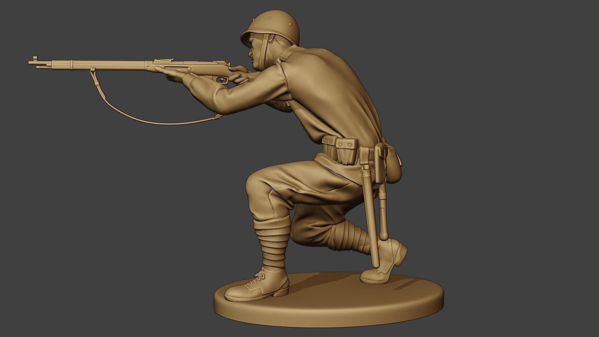 Russian soldier ww2 Shoot Crouch R1 3D print model_17