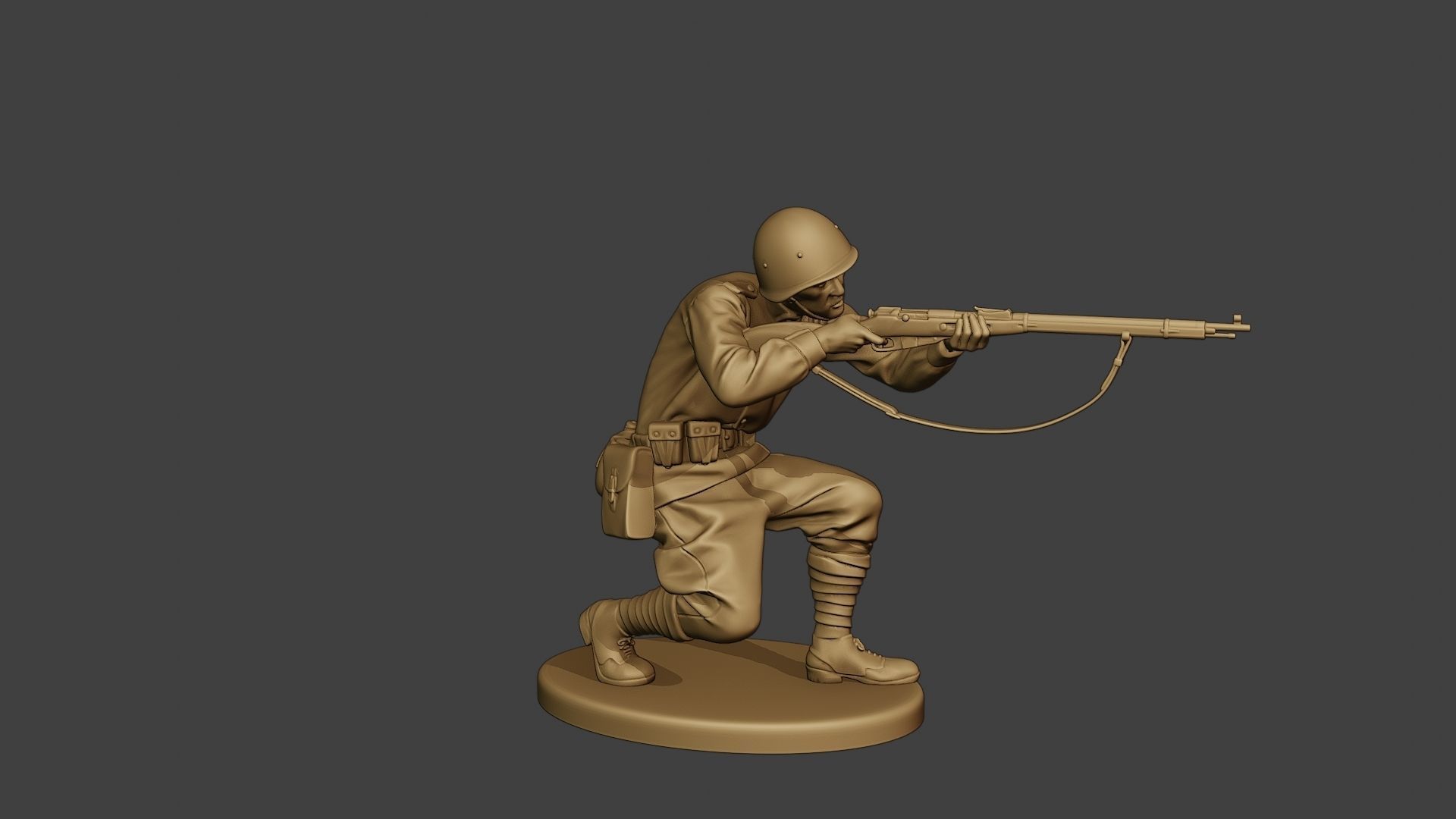 Russian soldier ww2 Shoot Crouch R1 3D print model_9