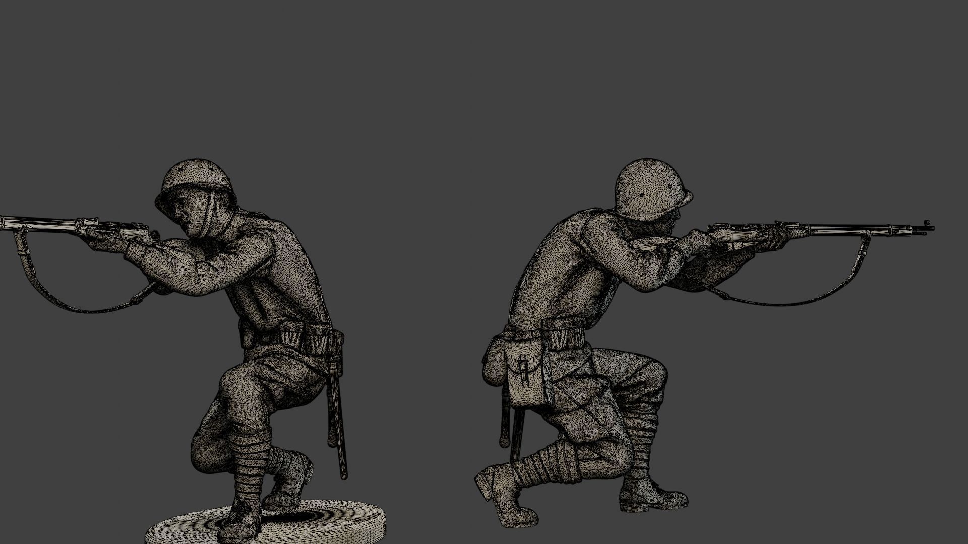 Russian soldier ww2 Shoot Crouch R1 3D print model_12