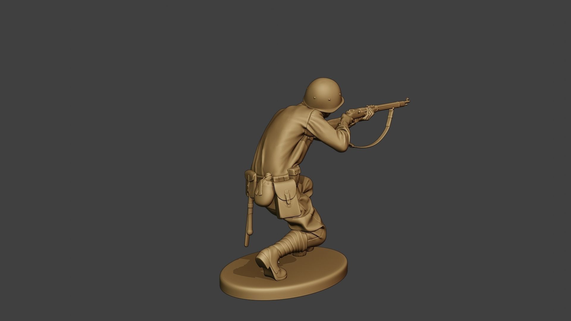 Russian soldier ww2 Shoot Crouch R1 3D print model_7