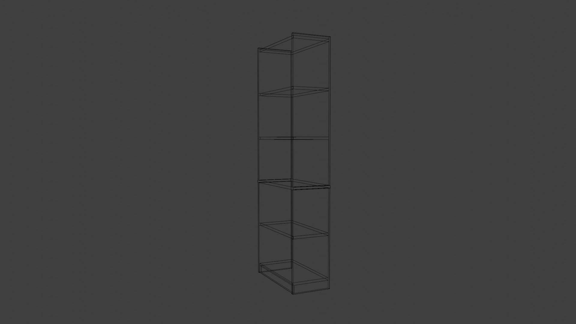 Tall Walnut Bookshelf Low-poly 3D model_4