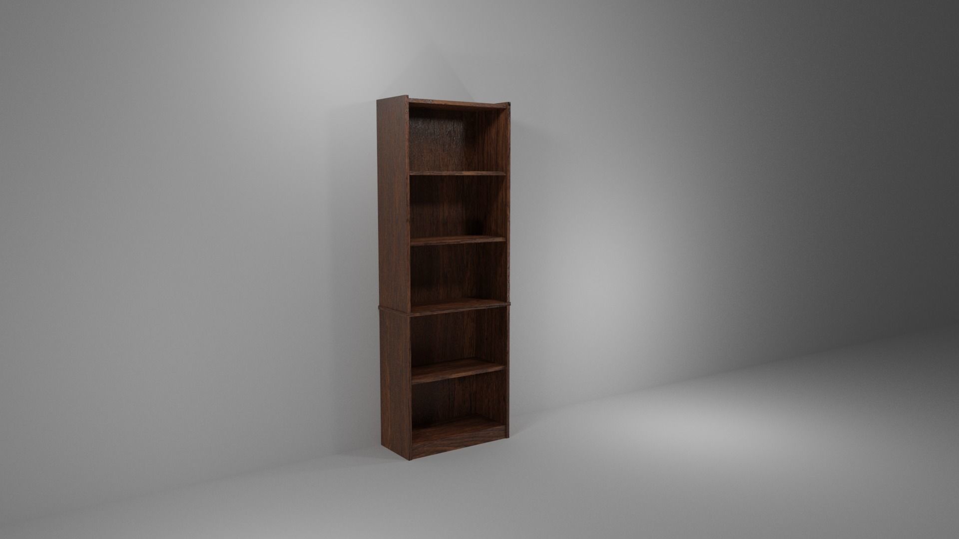 Tall Walnut Bookshelf Low-poly 3D model_2
