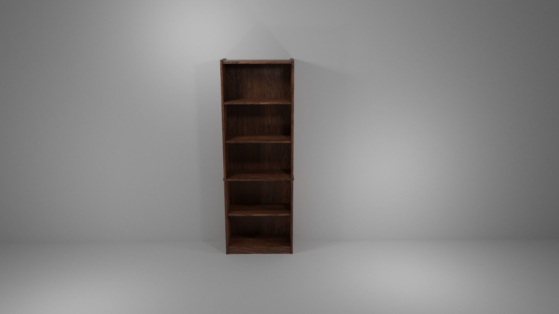 Tall Walnut Bookshelf Low-poly 3D model_1