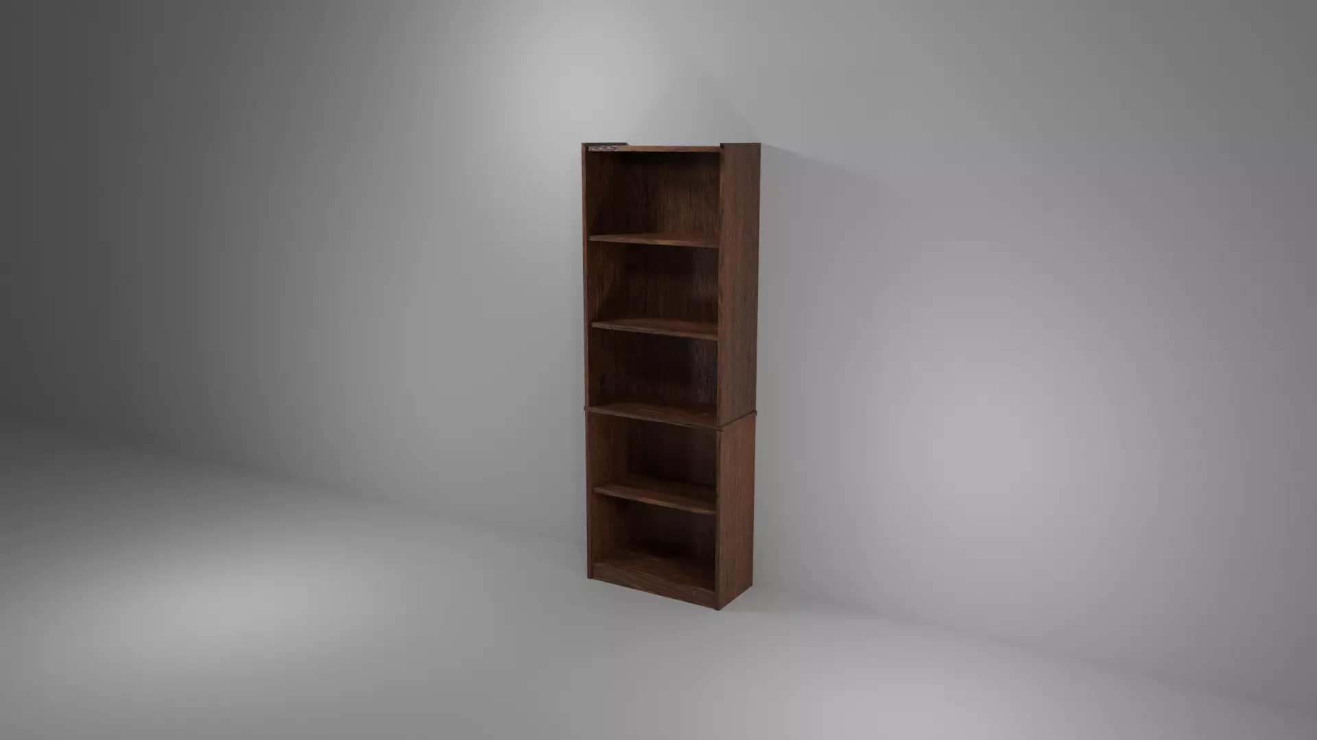 Tall Walnut Bookshelf Low-poly 3D model_0