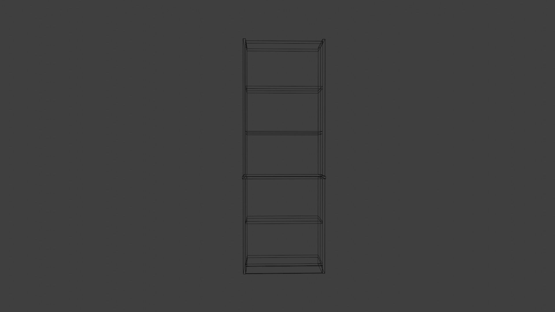 Tall Walnut Bookshelf Low-poly 3D model_3