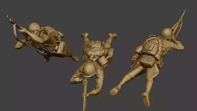 Russian soldier ww2 Shoot Lying R1 3D print model