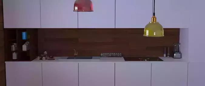 Kitchen with two pendant lights