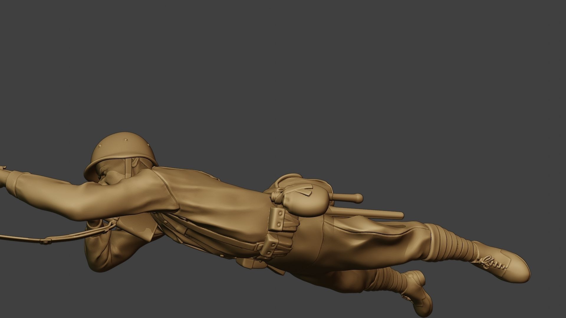 Russian soldier ww2 Shoot Lying2 R1 3D print model_27