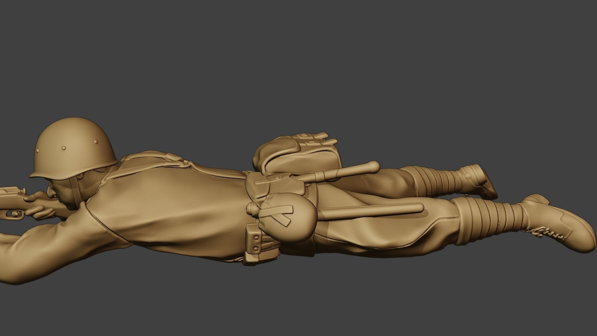 Russian soldier ww2 Shoot Lying2 R1 3D print model_16