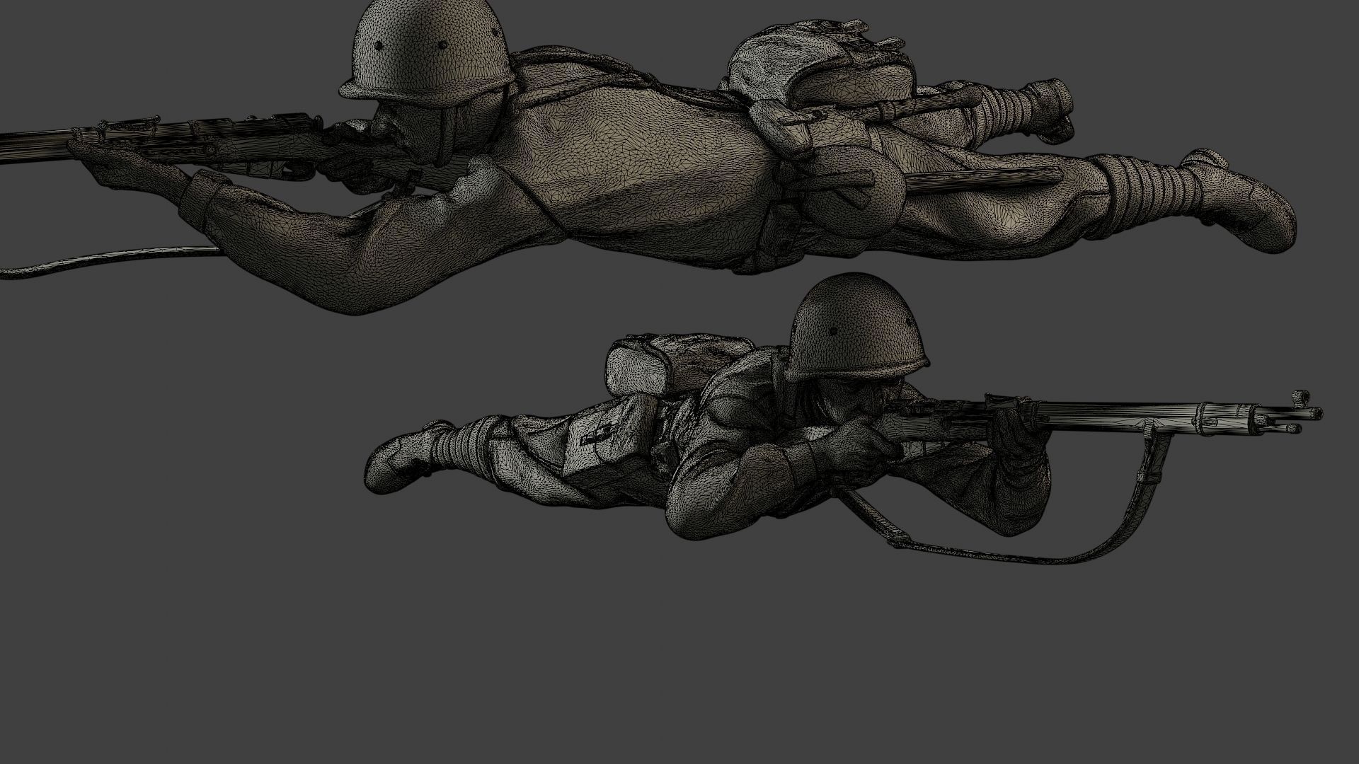 Russian soldier ww2 Shoot Lying2 R1 3D print model_12