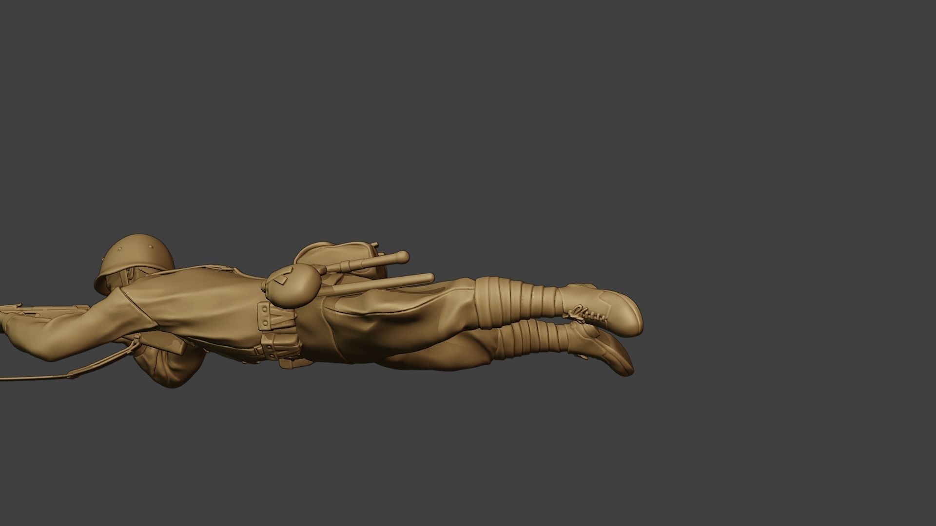 Russian soldier ww2 Shoot Lying2 R1 3D print model_26