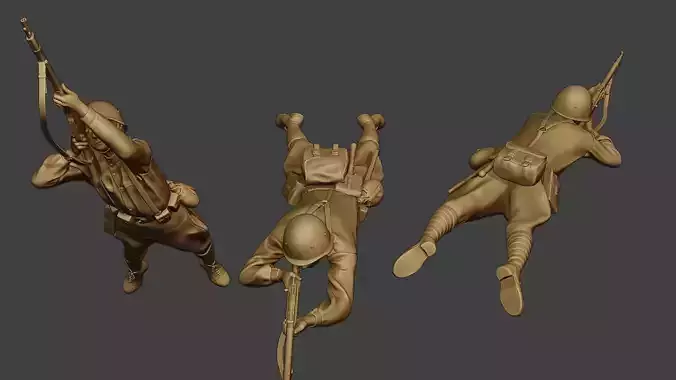 Russian soldier ww2 Shoot Lying2 R1 3D print model