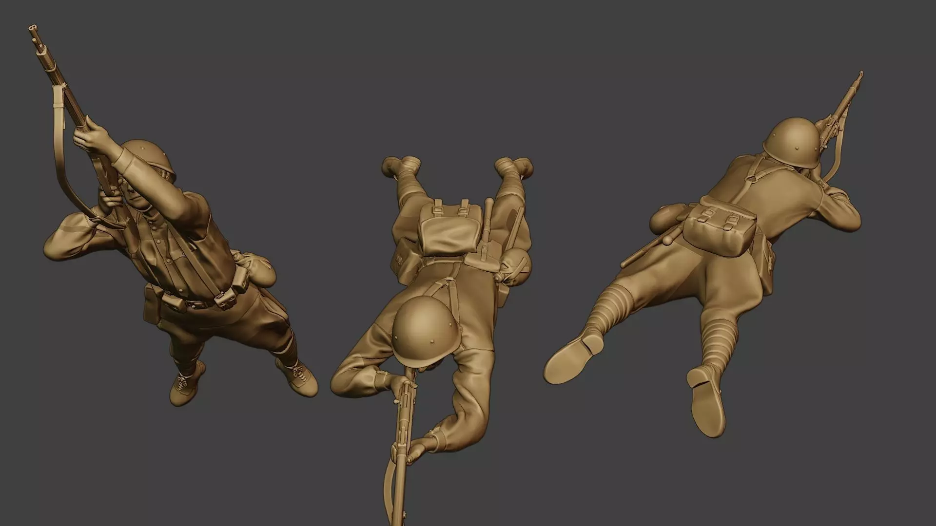 Russian soldier ww2 Shoot Lying2 R1 3D print model_0