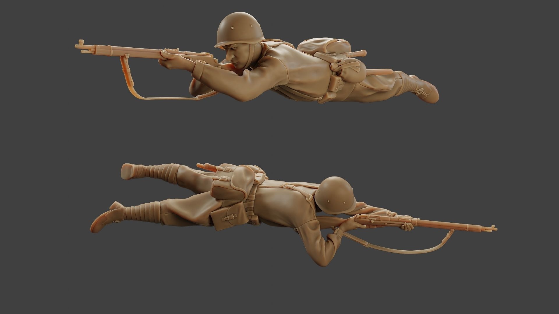 Russian soldier ww2 Shoot Lying2 R1 3D print model_1
