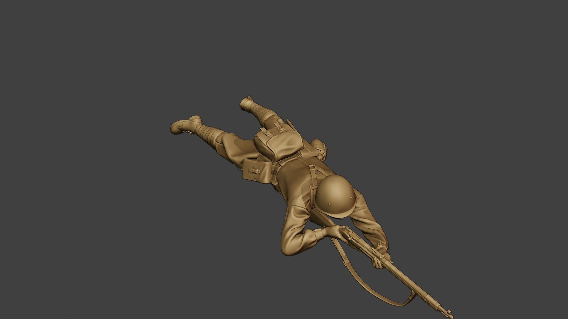 Russian soldier ww2 Shoot Lying2 R1 3D print model_10