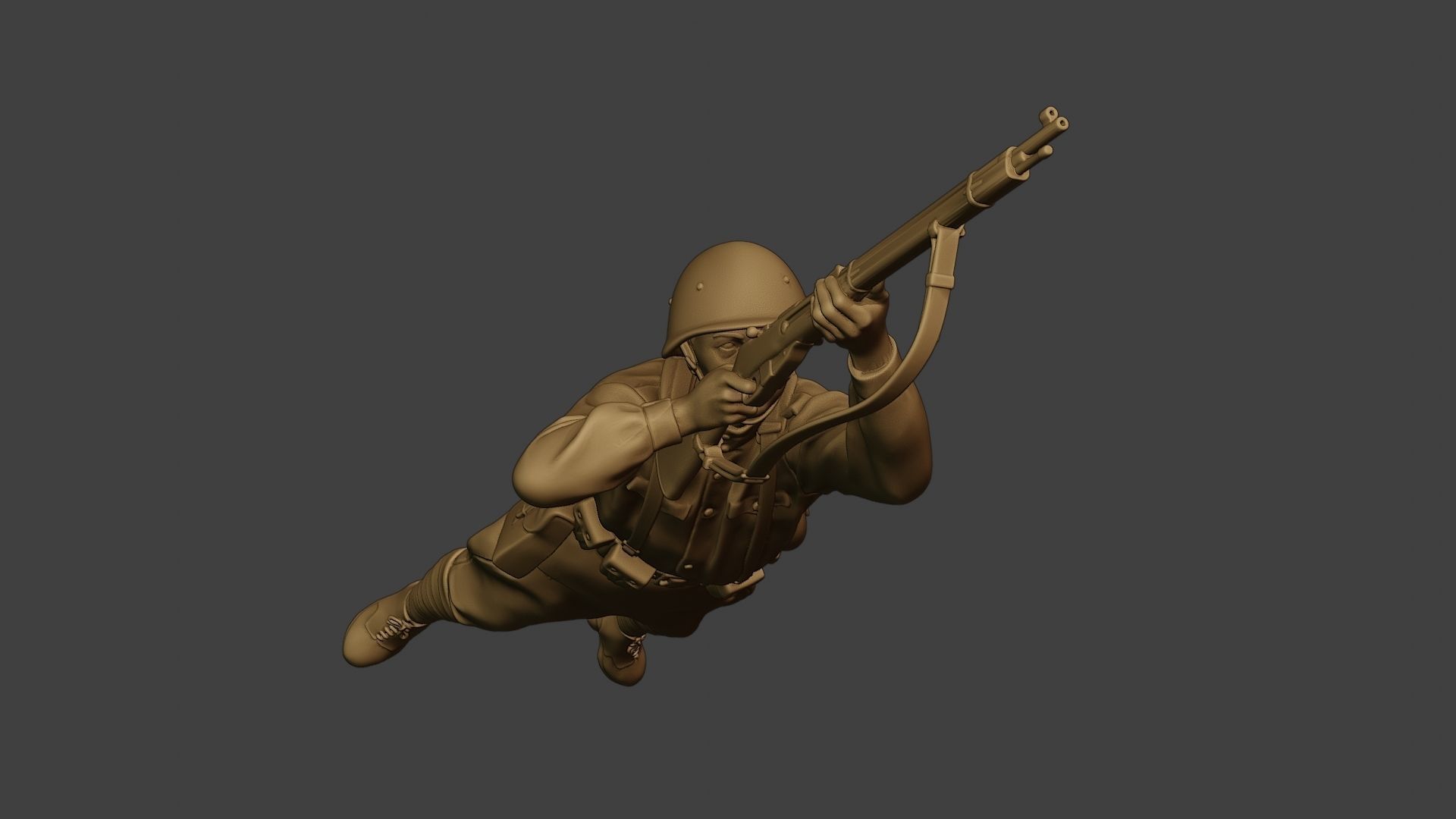 Russian soldier ww2 Shoot Lying2 R1 3D print model_30