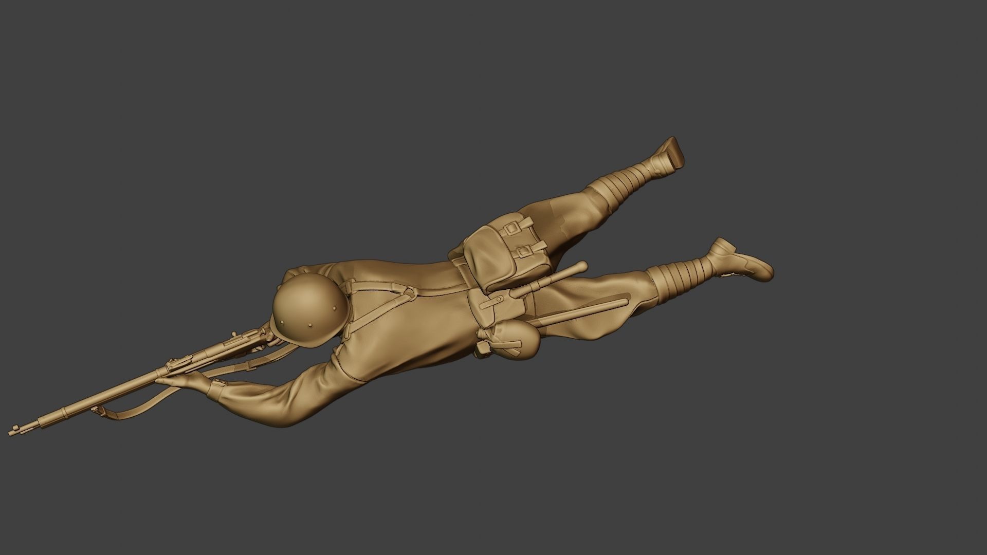 Russian soldier ww2 Shoot Lying2 R1 3D print model_14