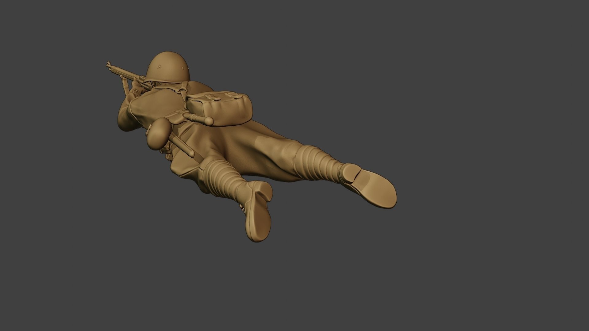 Russian soldier ww2 Shoot Lying2 R1 3D print model_24