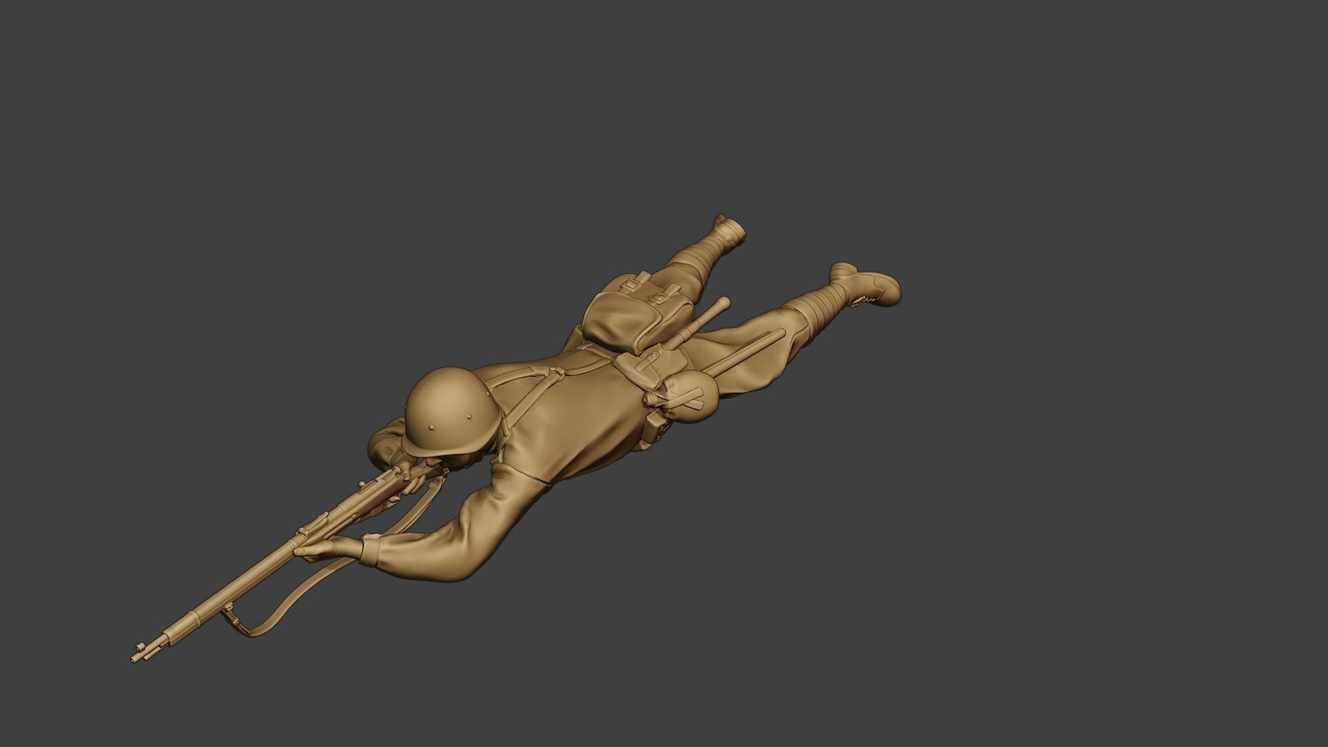 Russian soldier ww2 Shoot Lying2 R1 3D print model_2