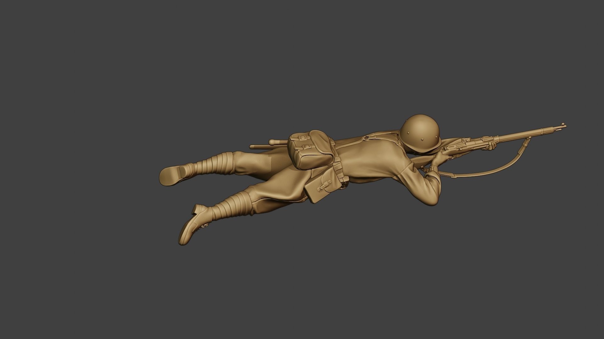 Russian soldier ww2 Shoot Lying2 R1 3D print model_8