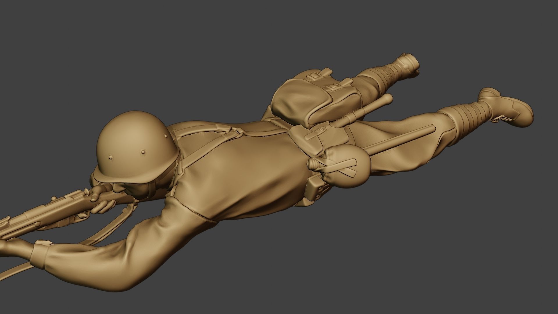 Russian soldier ww2 Shoot Lying2 R1 3D print model_17