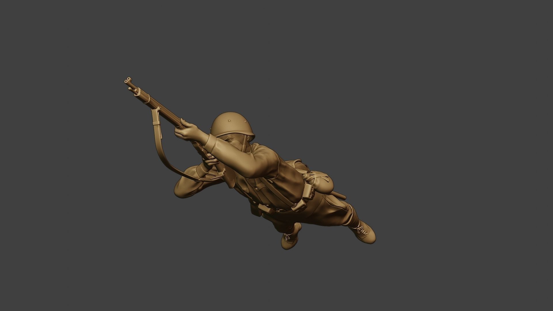 Russian soldier ww2 Shoot Lying2 R1 3D print model_28