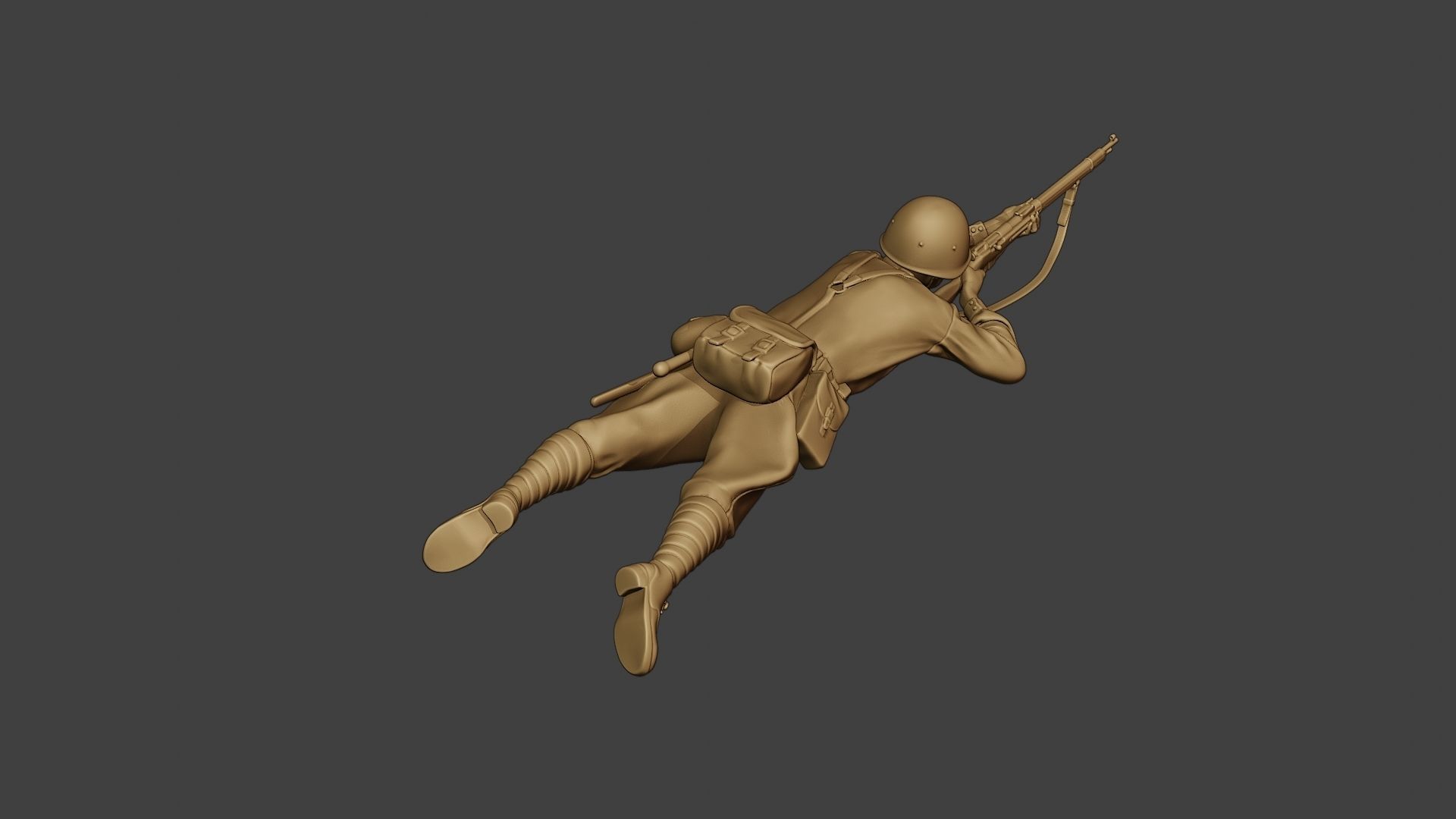 Russian soldier ww2 Shoot Lying2 R1 3D print model_7