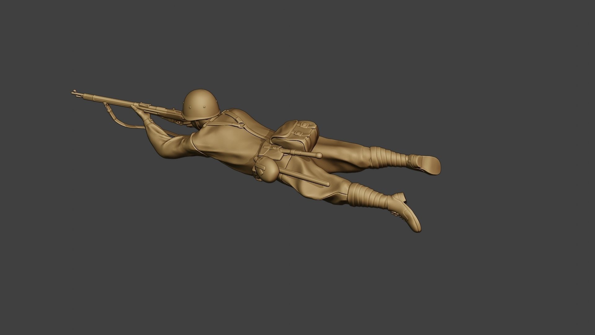 Russian soldier ww2 Shoot Lying2 R1 3D print model_4