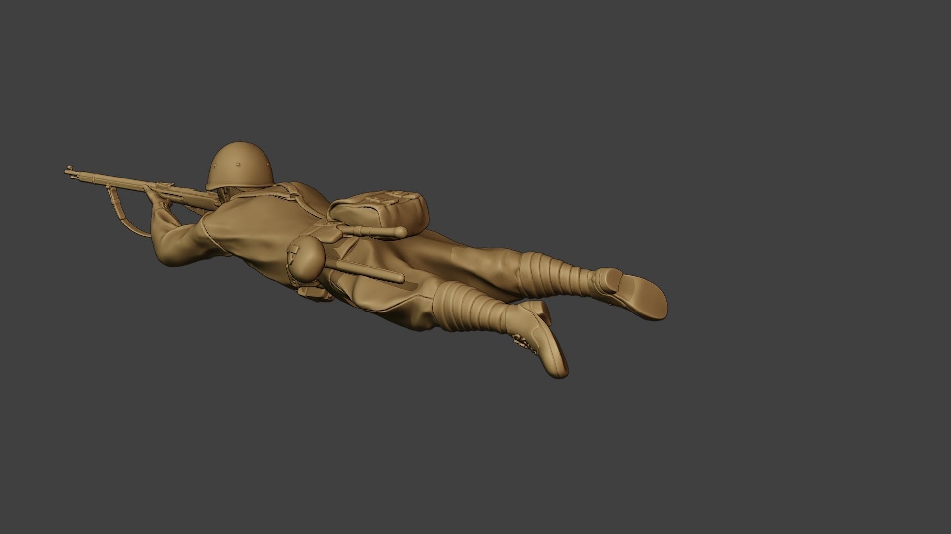 Russian soldier ww2 Shoot Lying2 R1 3D print model_25