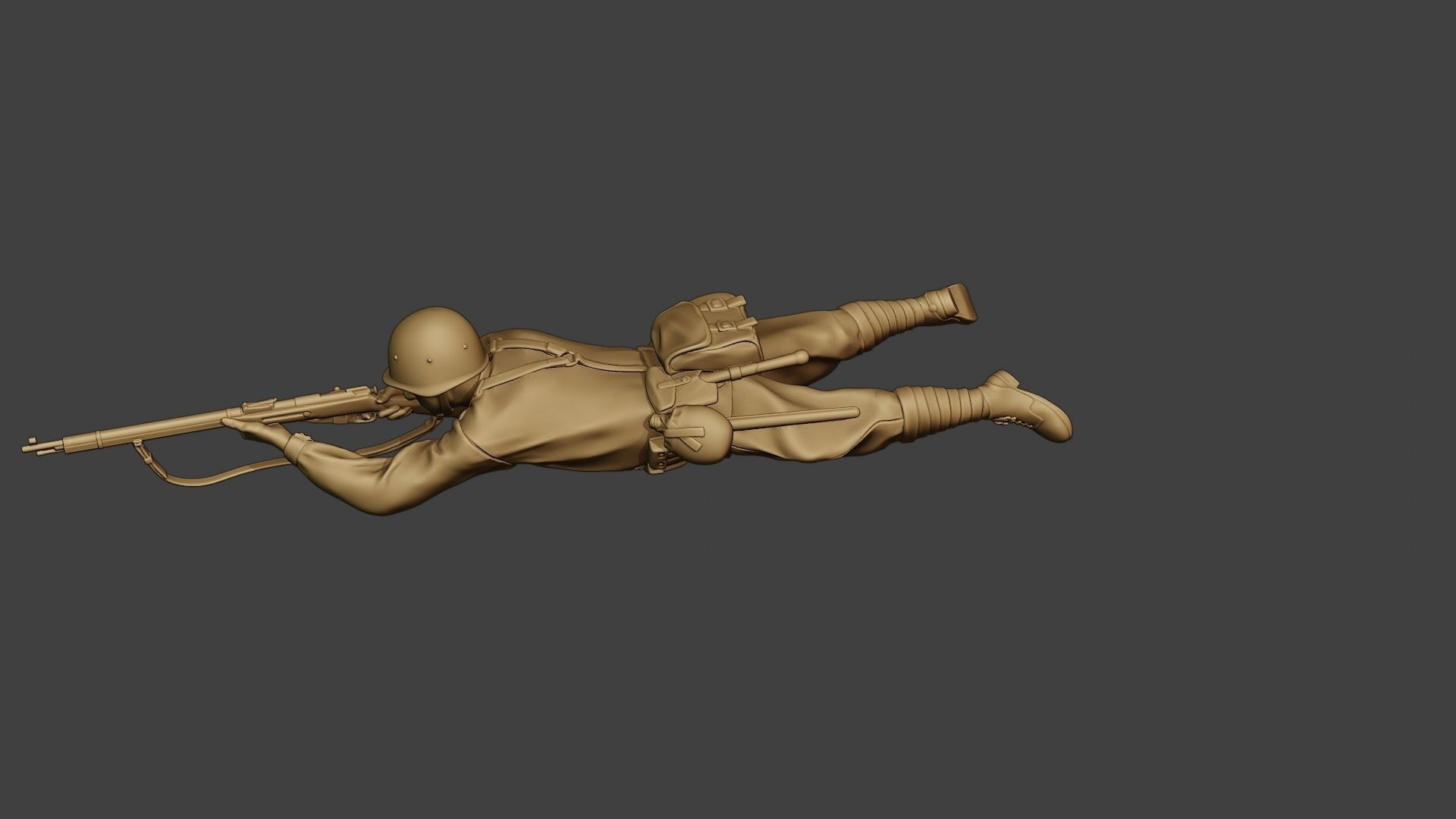 Russian soldier ww2 Shoot Lying2 R1 3D print model_3