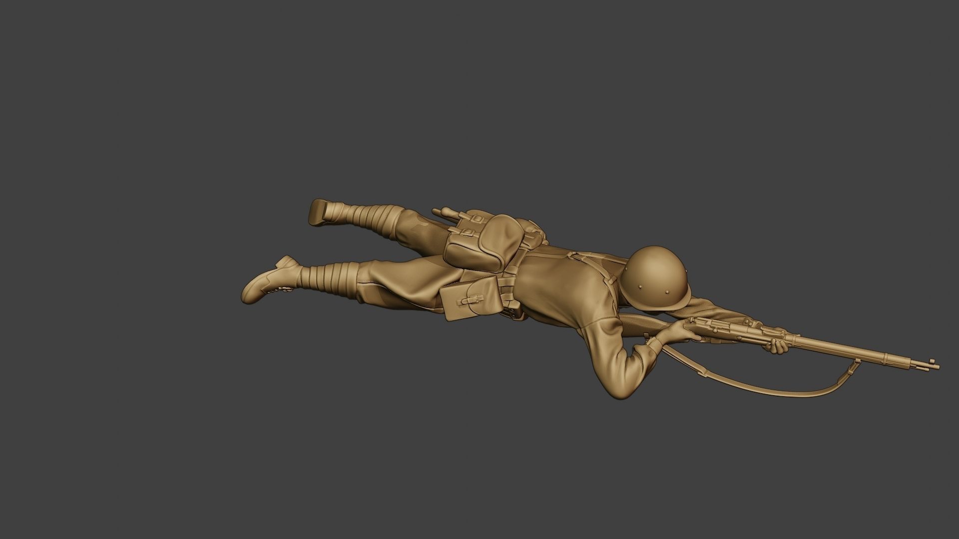 Russian soldier ww2 Shoot Lying2 R1 3D print model_9