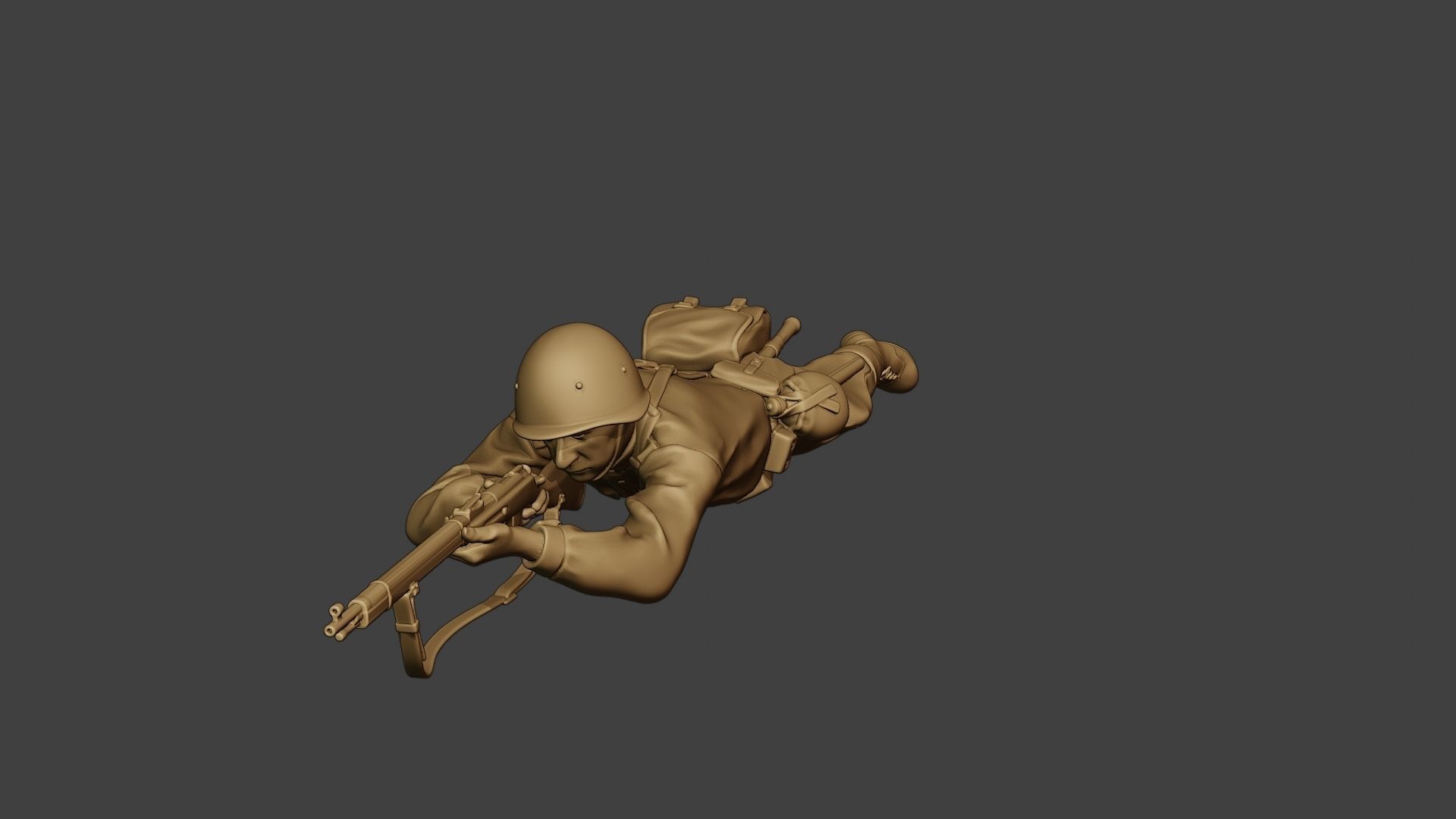 Russian soldier ww2 Shoot Lying2 R1 3D print model_31