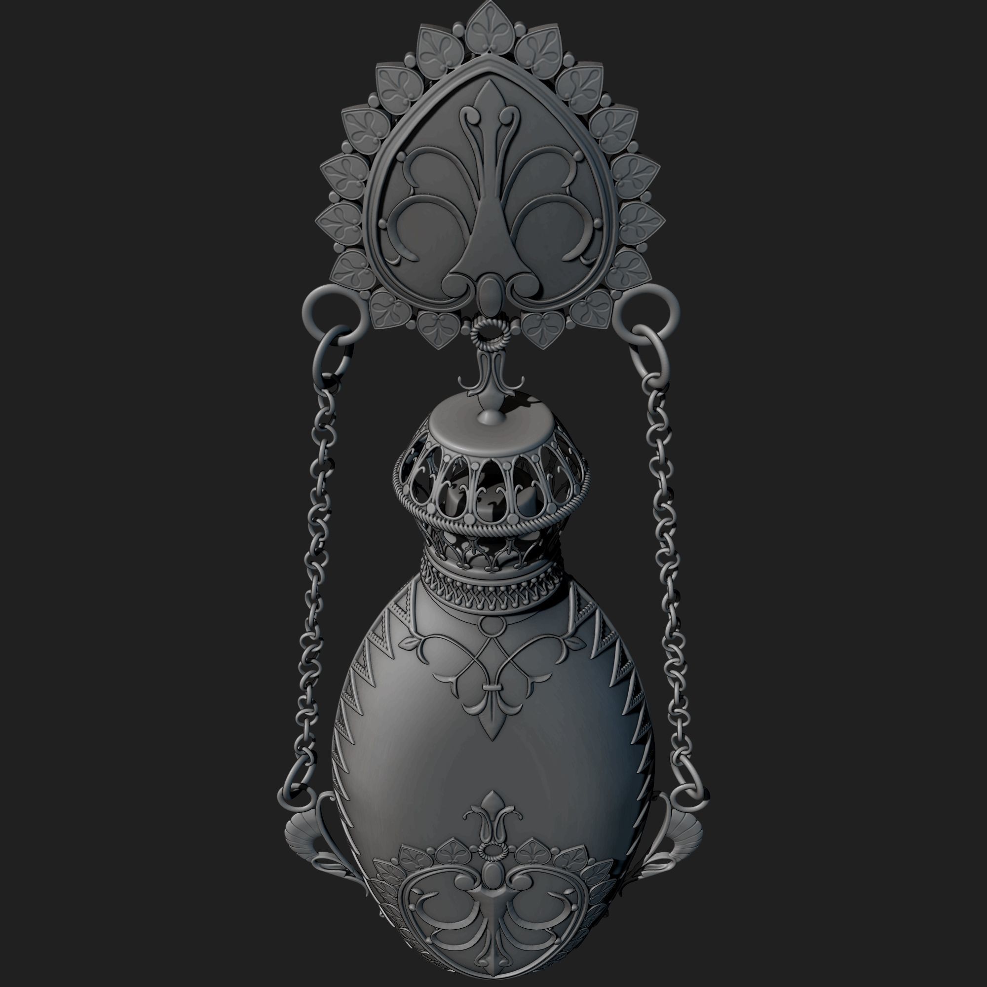 Perfume ornate bottle on chain 3D print model_12
