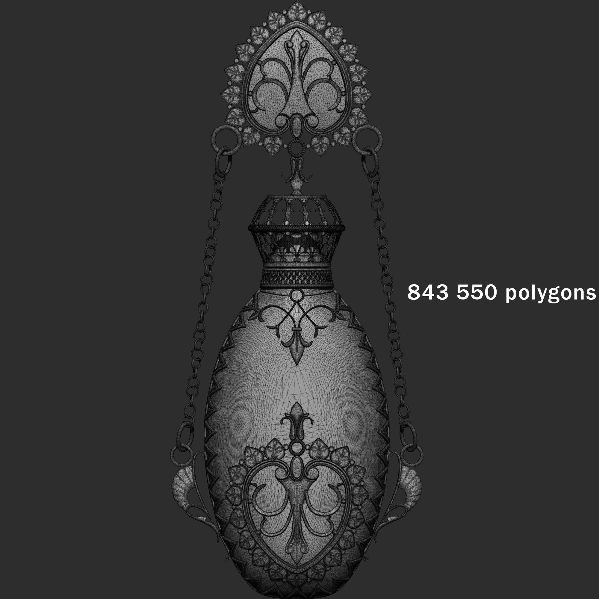Perfume ornate bottle on chain 3D print model_5