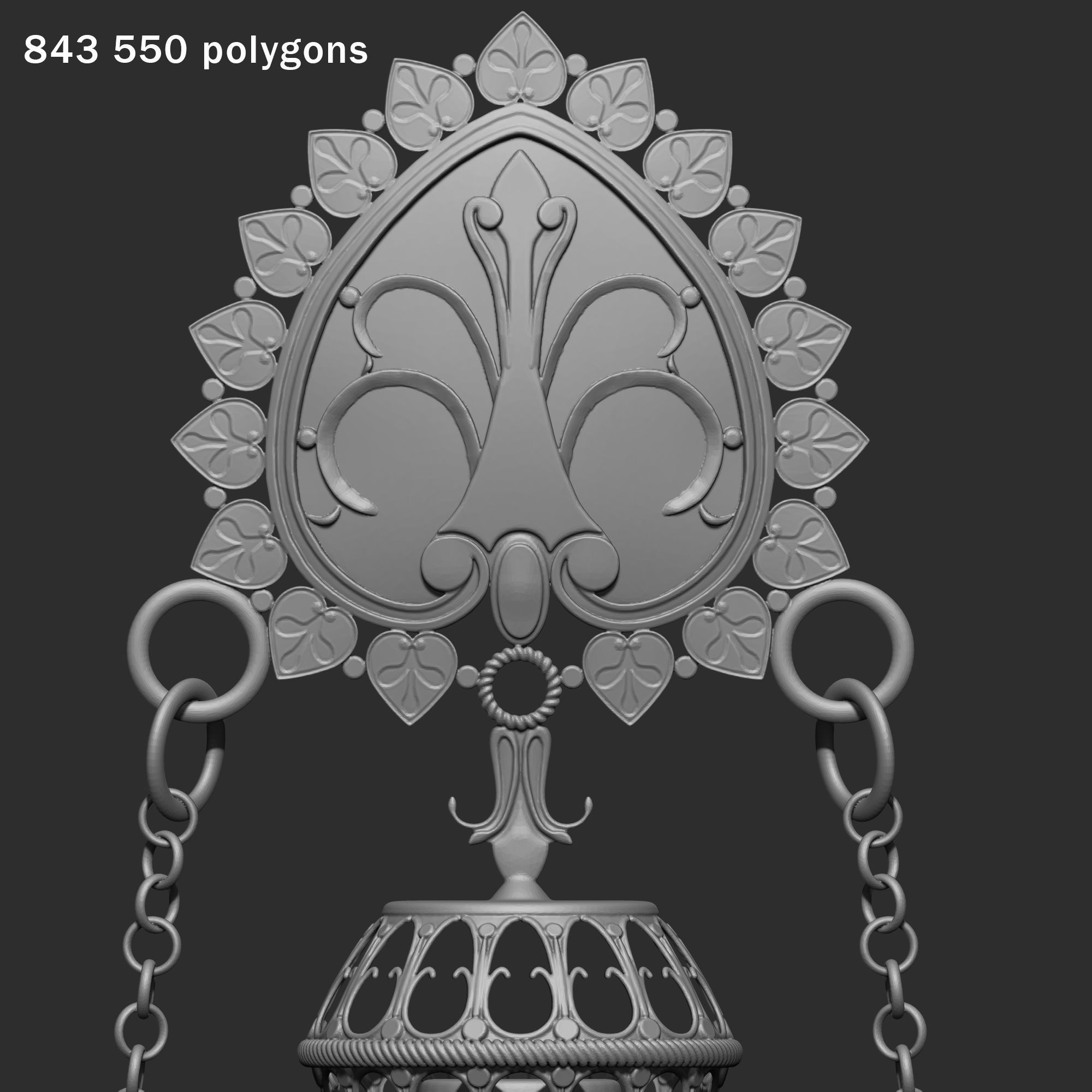 Perfume ornate bottle on chain 3D print model_8