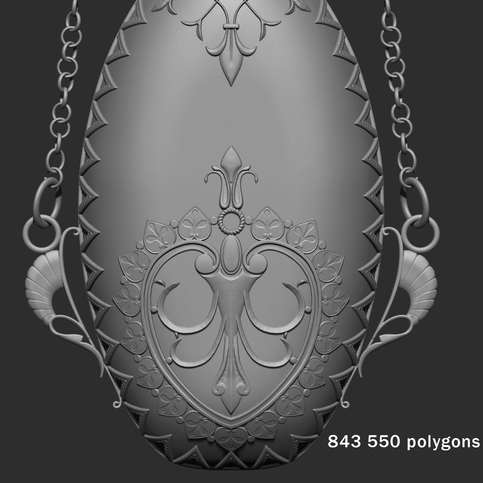 Perfume ornate bottle on chain 3D print model_6
