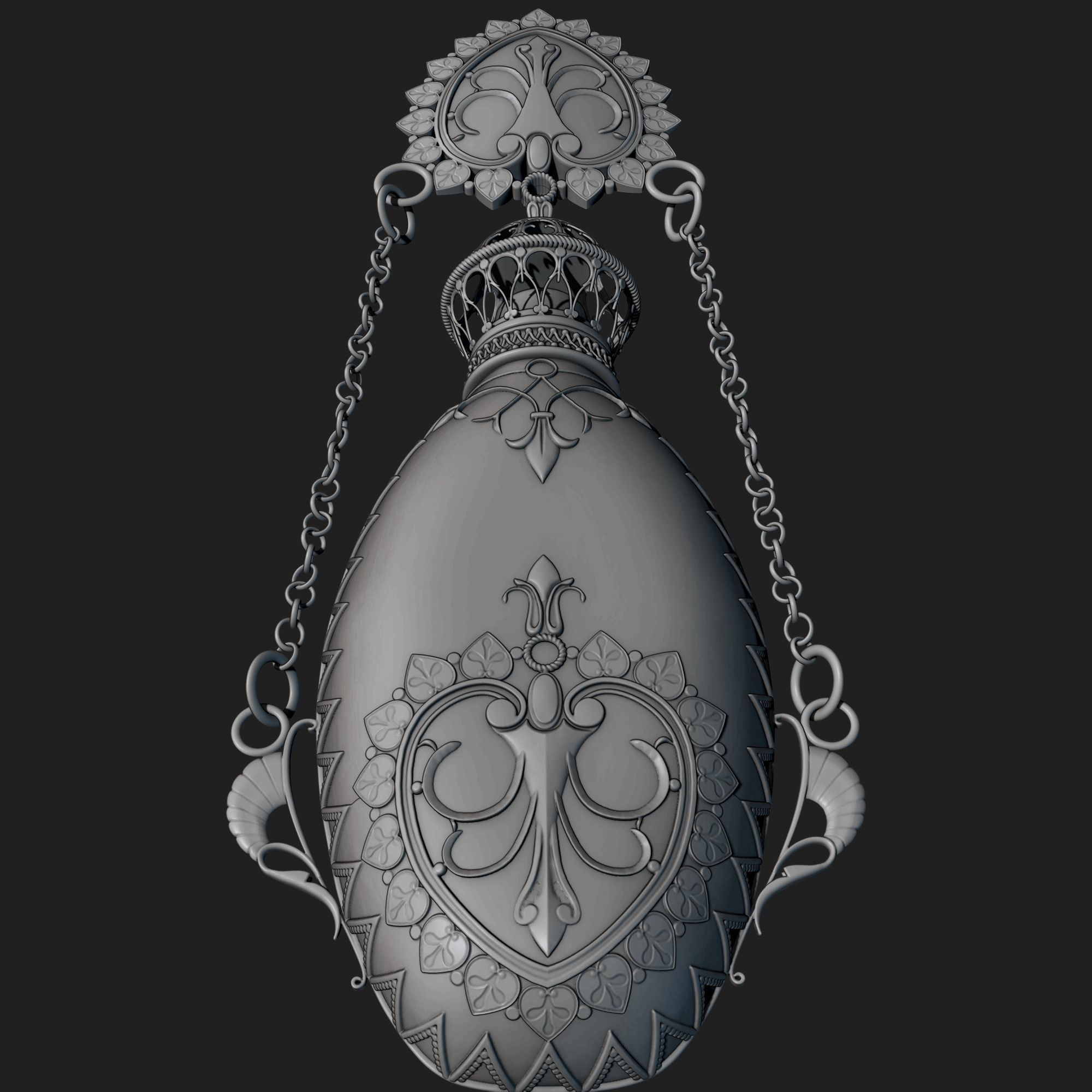 Perfume ornate bottle on chain 3D print model_11